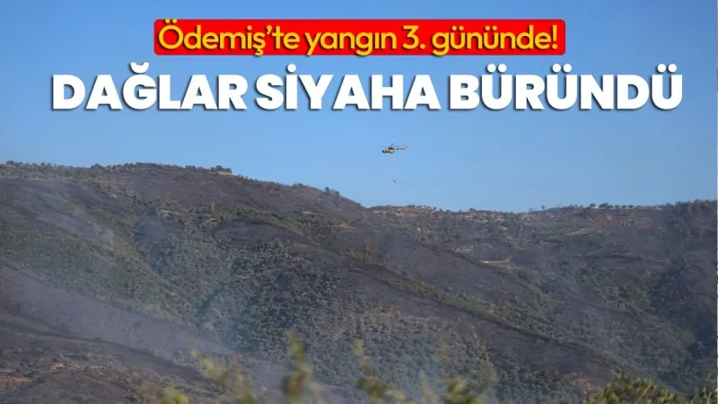 Ödemiş’te yangın 3. gününde! Dağlar siyaha büründü