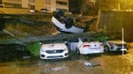 Samsun’da duvar araçların üzerine yıkıldı, 4 araç pert